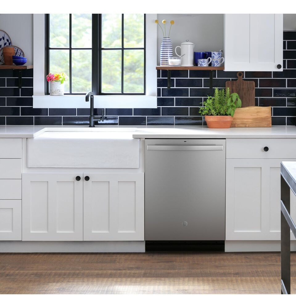 GE Appliances 24&quot; Top Control Hybrid Tub Dishwasher with Third Rack in Fingerprint Resistant Stainless Steel, , large