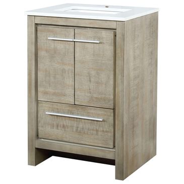 Lexora Home Lafarre 24" Single Bathroom Vanity in Rustic Acacia with 2 cm White Cultured Marble Top and Rectangular Sink, , large