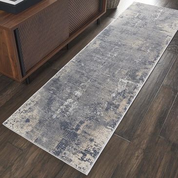 Nourison Rustic Textures RUS06 2"2" x 7"6" Grey and Beige Scatter Rug, , large