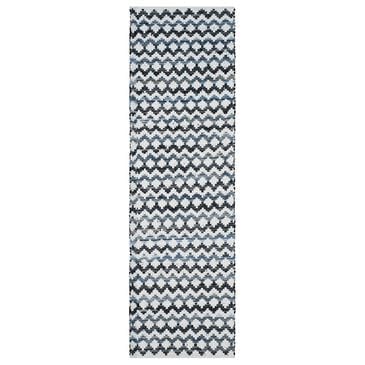 Safavieh Montauk Chevron 2"3" x 12" Ivory, Blue and Black Runner, , large