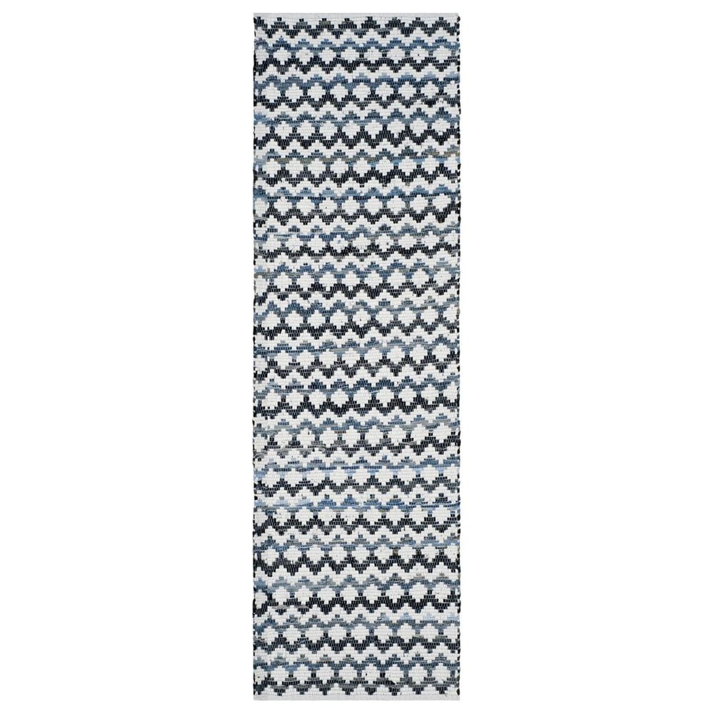 Safavieh Montauk Chevron 2"3" x 12" Ivory, Blue and Black Runner, , large