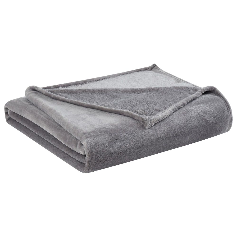 Pem America Truly Soft Velvet Plush Twin XL Blanket in Grey, , large