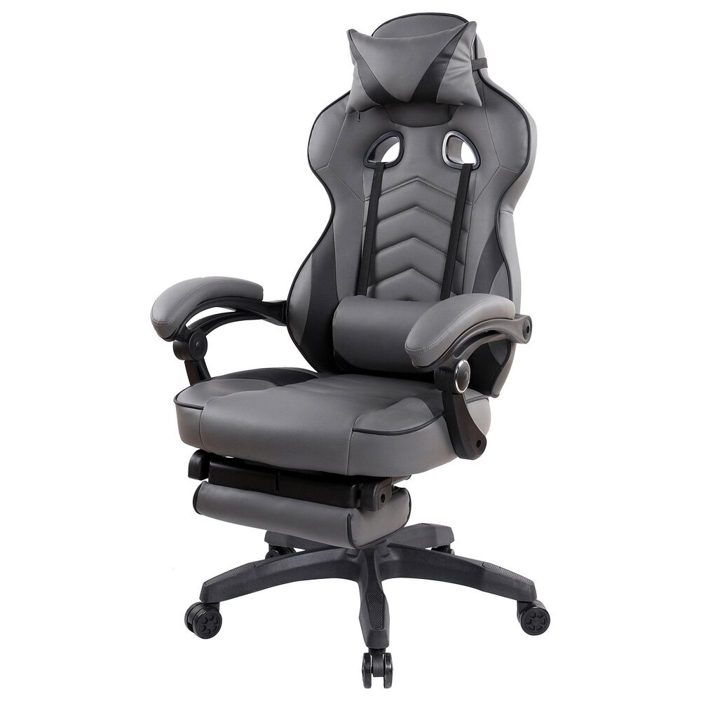 Rta Products Llc Fully Reclining Executive Office Chair with Footrest in Black and Grey, , large