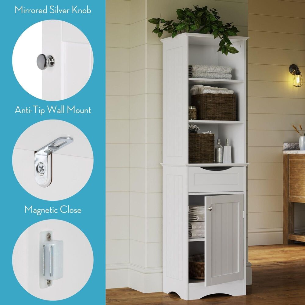 RiverRidge Home Ashland 1-Door Tall Cabinet in White, , large