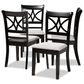 Baxton Studio Clarke Side Chair with Grey Cushion in Espresso Brown (Set of 4), , large
