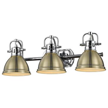 Golden Lighting Duncan 3-Light Bath Vanity in Chrome and Aged Brass, , large