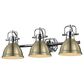 Golden Lighting Duncan 3-Light Bath Vanity in Chrome and Aged Brass, , large