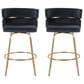 LumiSource Cinch 26" Swivel Counter Stool with Black Upholstery in Gold (Set of 2), , large