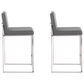 Lumisource Fuji Stackable Counter Stool with Grey Faux Leather Cushion in Brushed Stainless Steel (Set of 2), , large