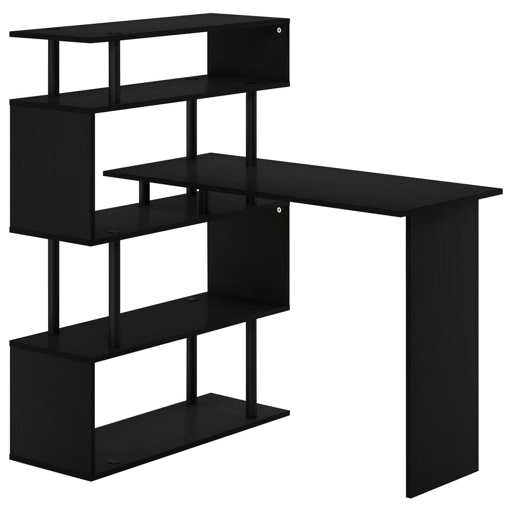 HOMLUX 5-Tier Shelves L-Shape Computer Desk in Americano and Black, , large