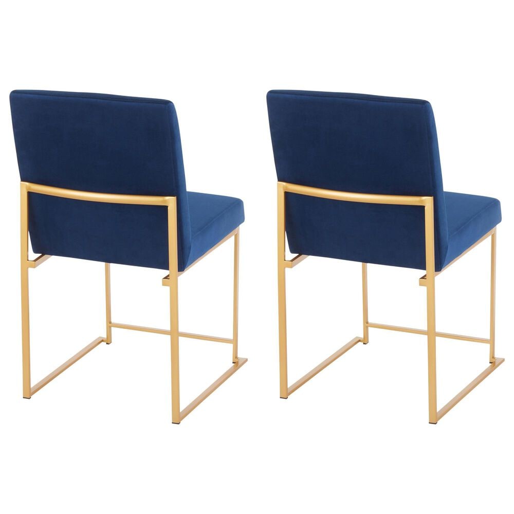 Lumisource Fuji Side Chair with Blue Cushion in Gold &#40;Set of 2&#41;, , large