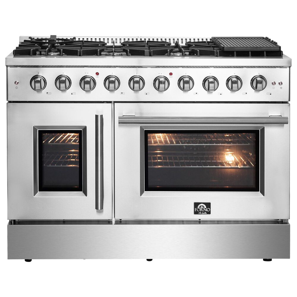 Forno Galiano 48" Freestanding French Door Gas Range in Stainless Steel, , large