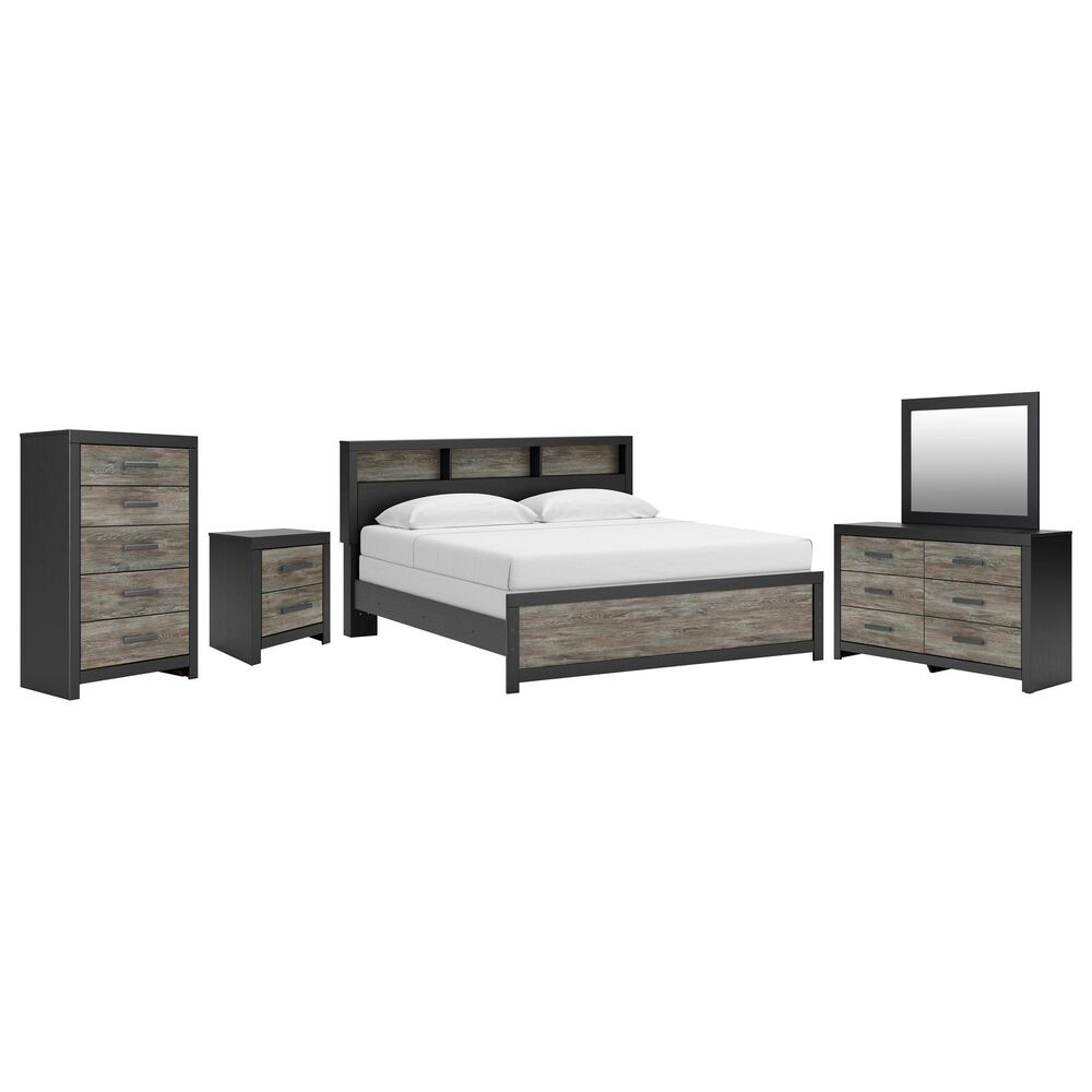 Ashley Broachmyn 5 Piece King Bookcase Bed Set in Black and Gray
, , large