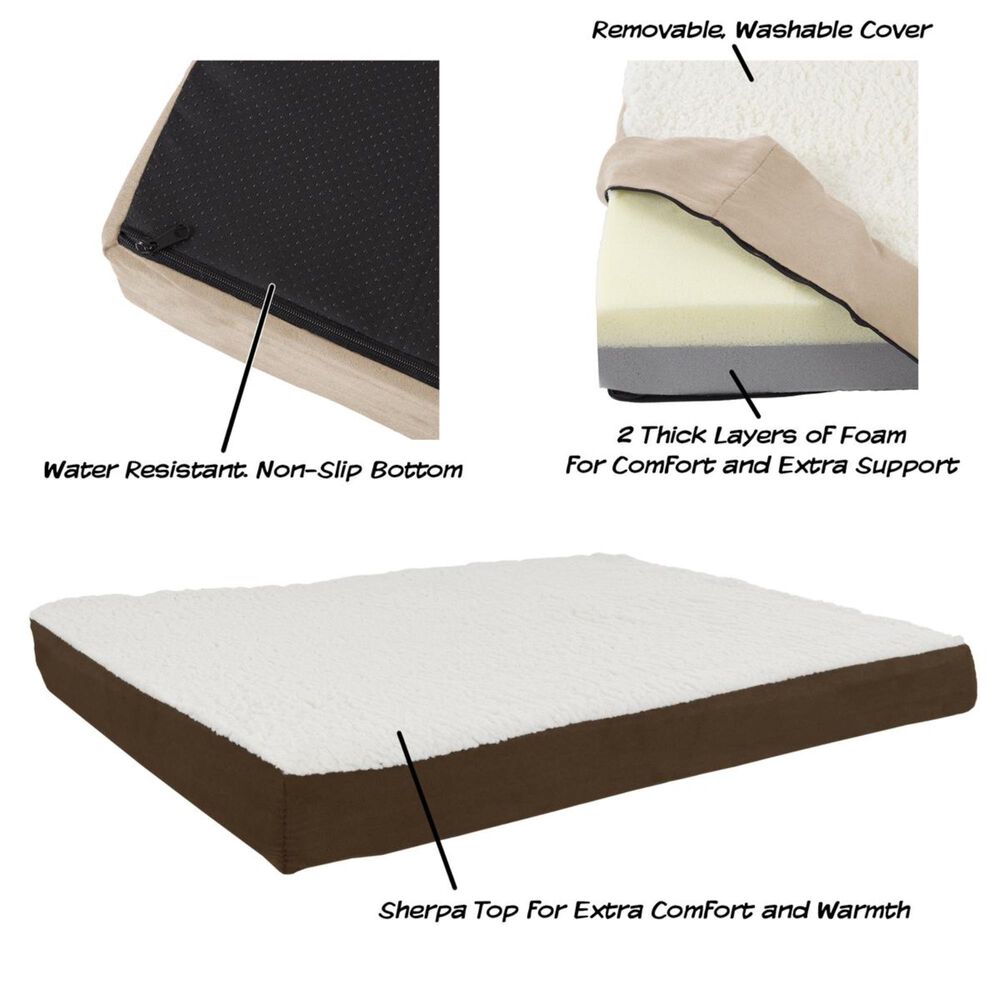 Timberlake Petmaker Medium Orthopedic Sherpa Top Pet Bed in Brown, , large