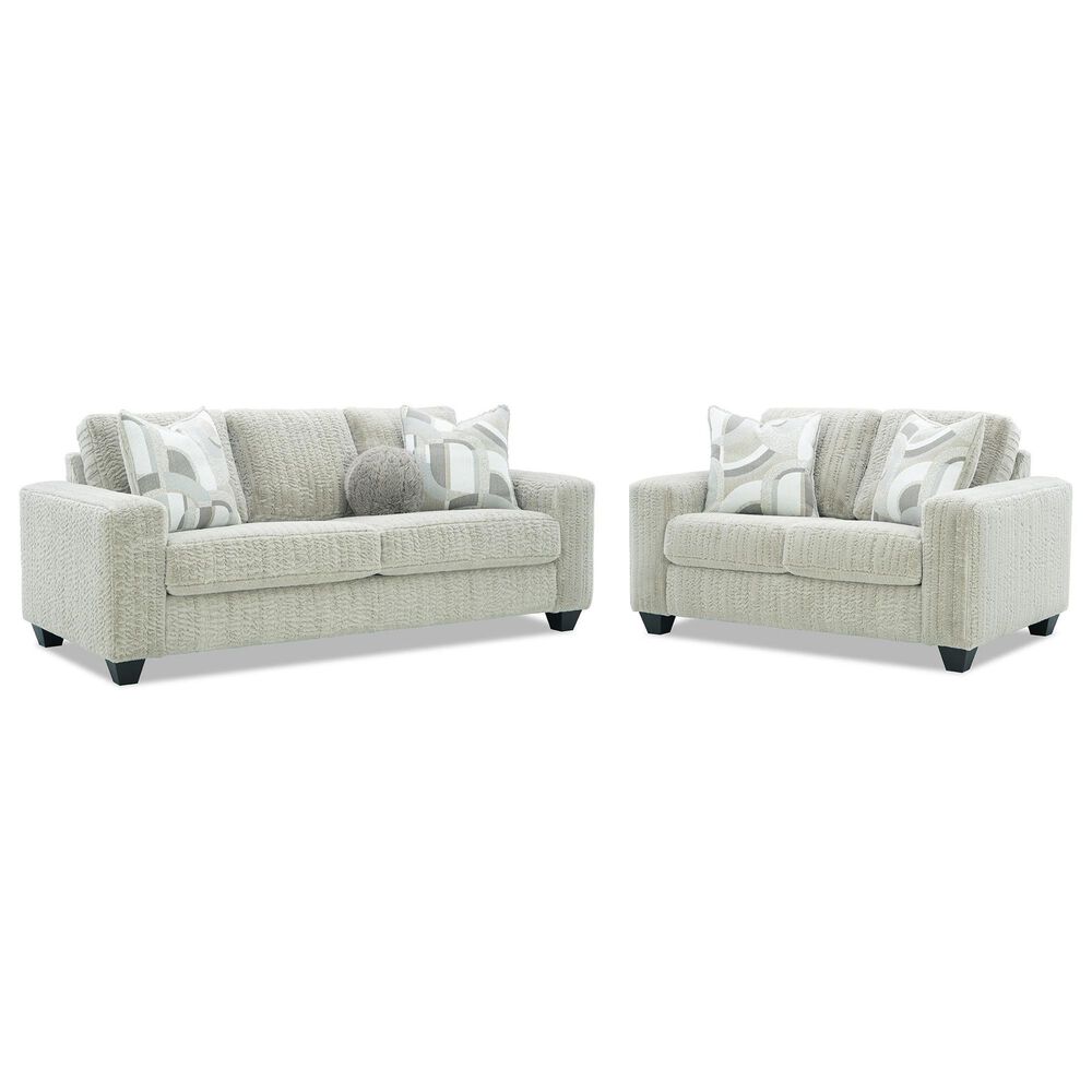 Albany Furniture Nestle Stationary Sofa and Loveseat Set in Buff, , large