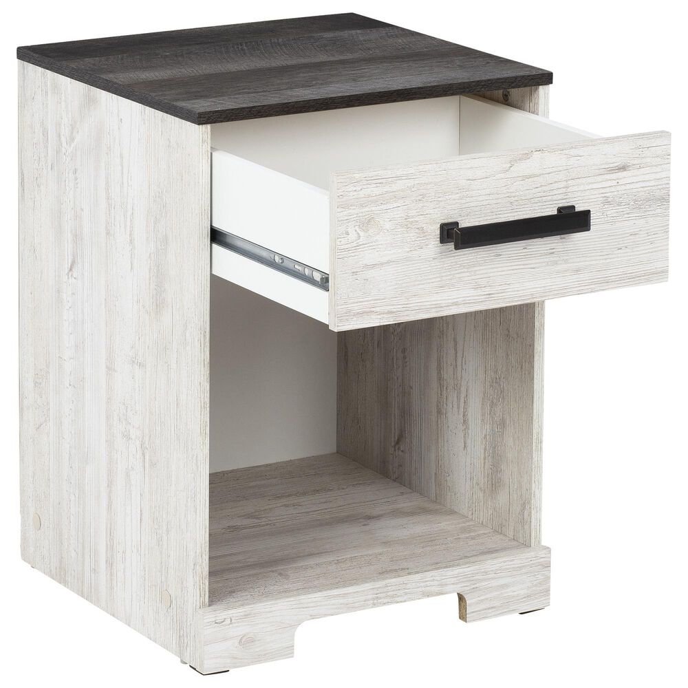 Ashley Shawburn 1-Drawer Nightstand in Whitewash and Charcoal Gray, , large