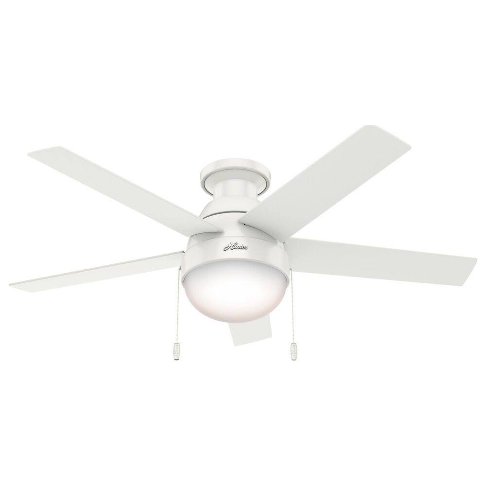 Hunter Anslee 46" Low Profile Ceiling Fan with Light in Fresh White, , large