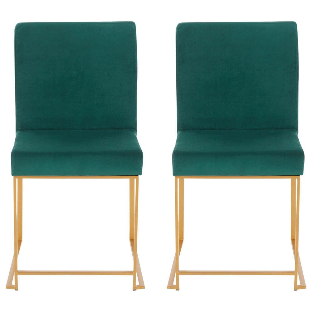 Lumisource Fuji Side Chair with Green Cushion in Gold &#40;Set of 2&#41;, , large