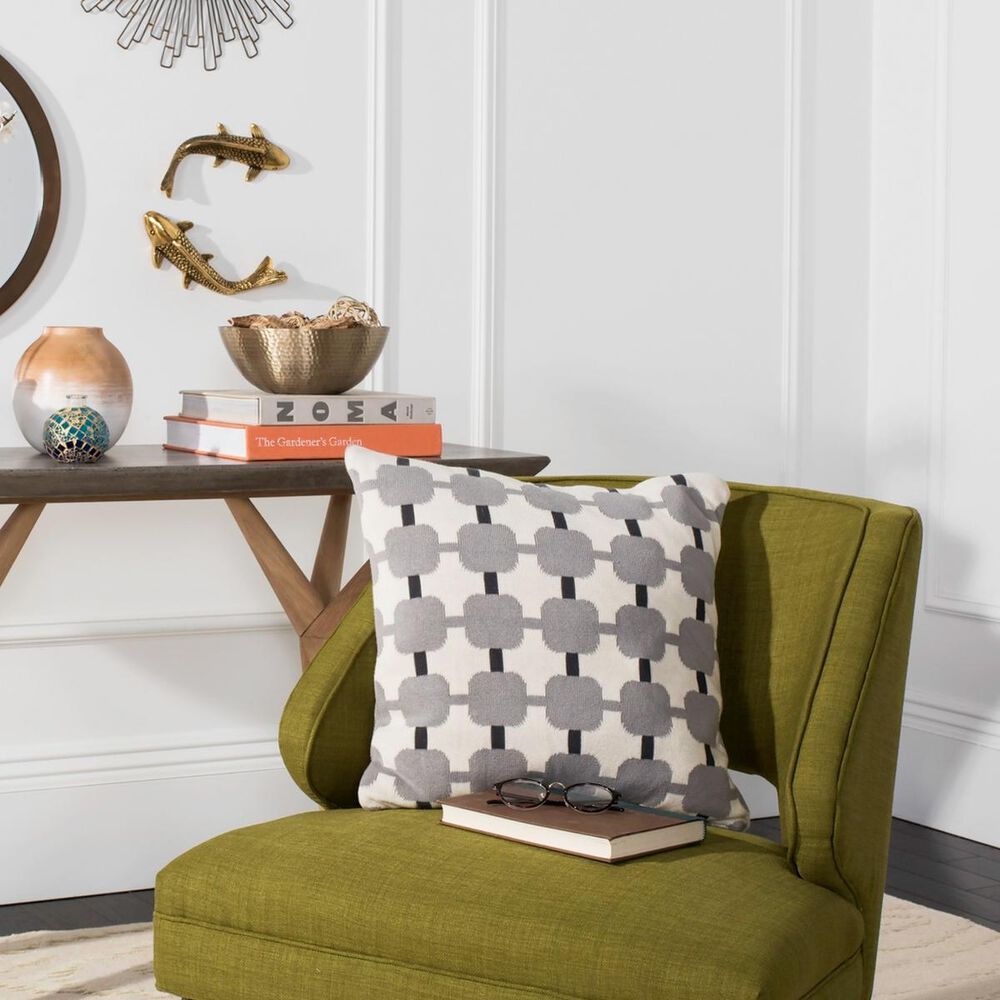 Safavieh Retro Square Pillow in Light Grey/Dark Grey, , large