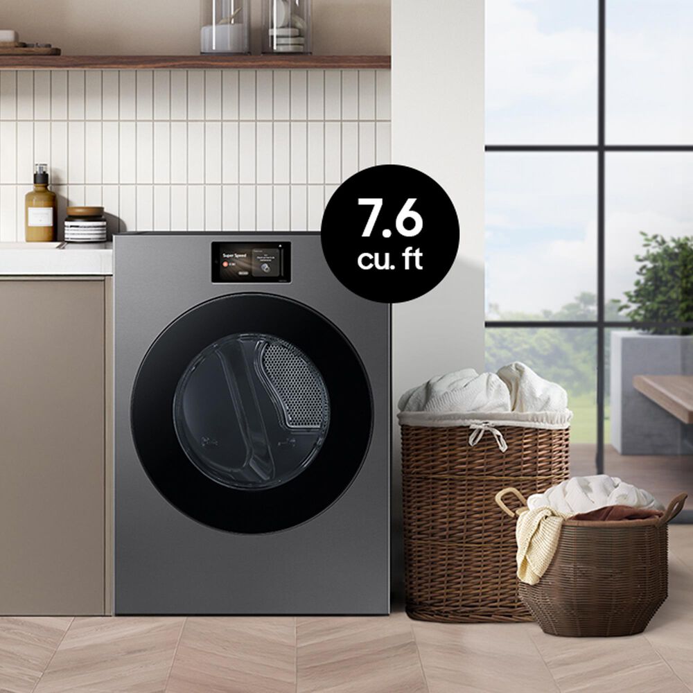 Samsung Bespoke 7.6 Cu. Ft. Ultra Capacity Front Load Electric Dryer with AI Home and AI OptiDry+ in Dark Steel, , large