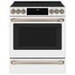 Cafe 30" Slide-In Front Control Induction and Convection Range in Matte White, , large