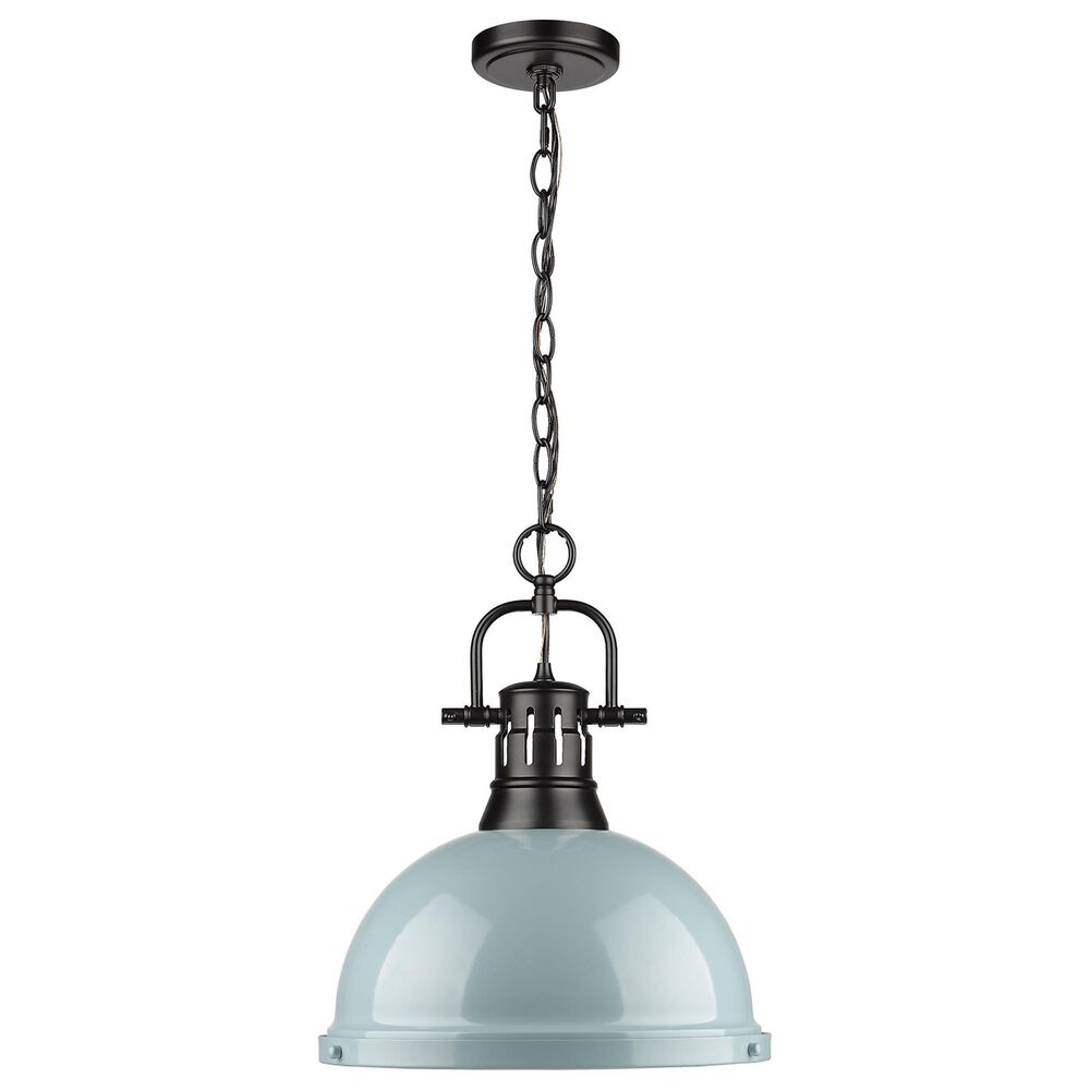 Golden Lighting Duncan 1-Light Pendant with Chain in Matte Black, , large