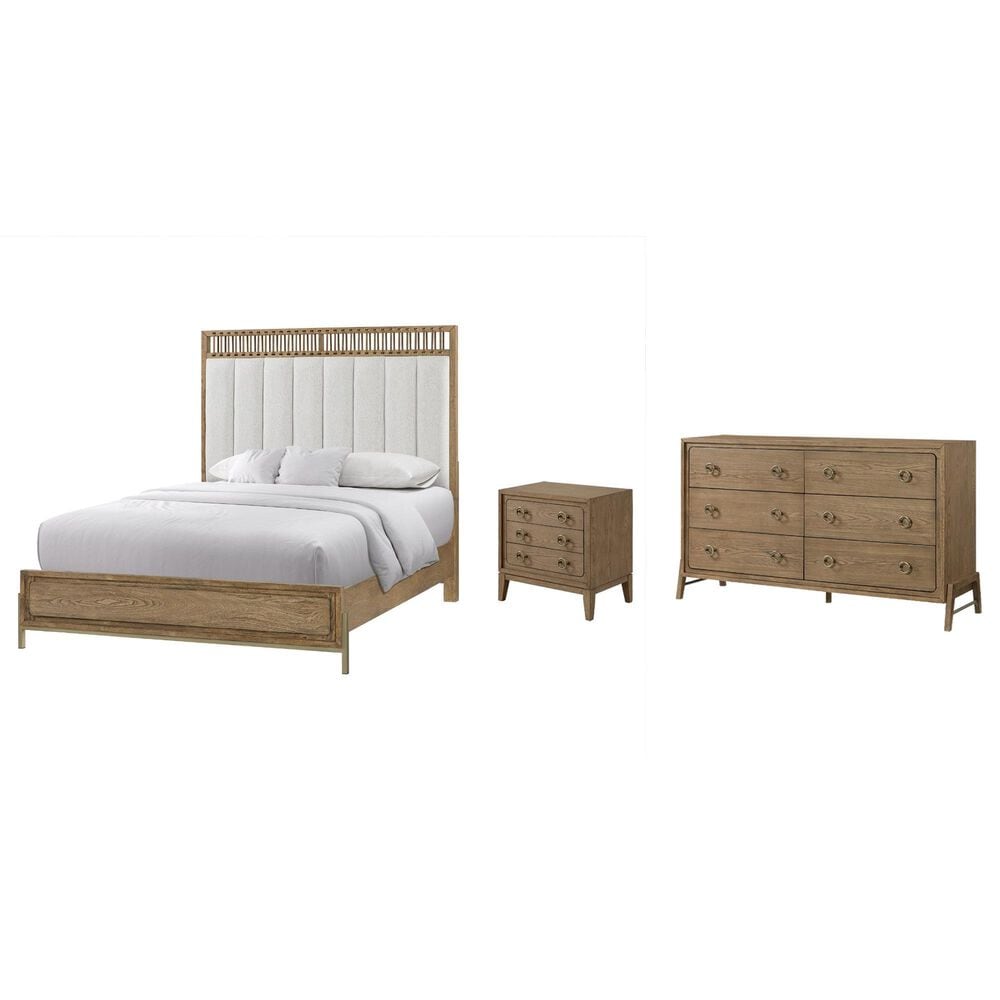 Sterling Timber Elure King Upholstered and Strap Panel Bed with Dresser and Nightstand in Latte, , large
