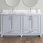 37B Lucerne 60" Double Bathroom Vanity in Soft Blue with Marble Top and Backsplash, , large