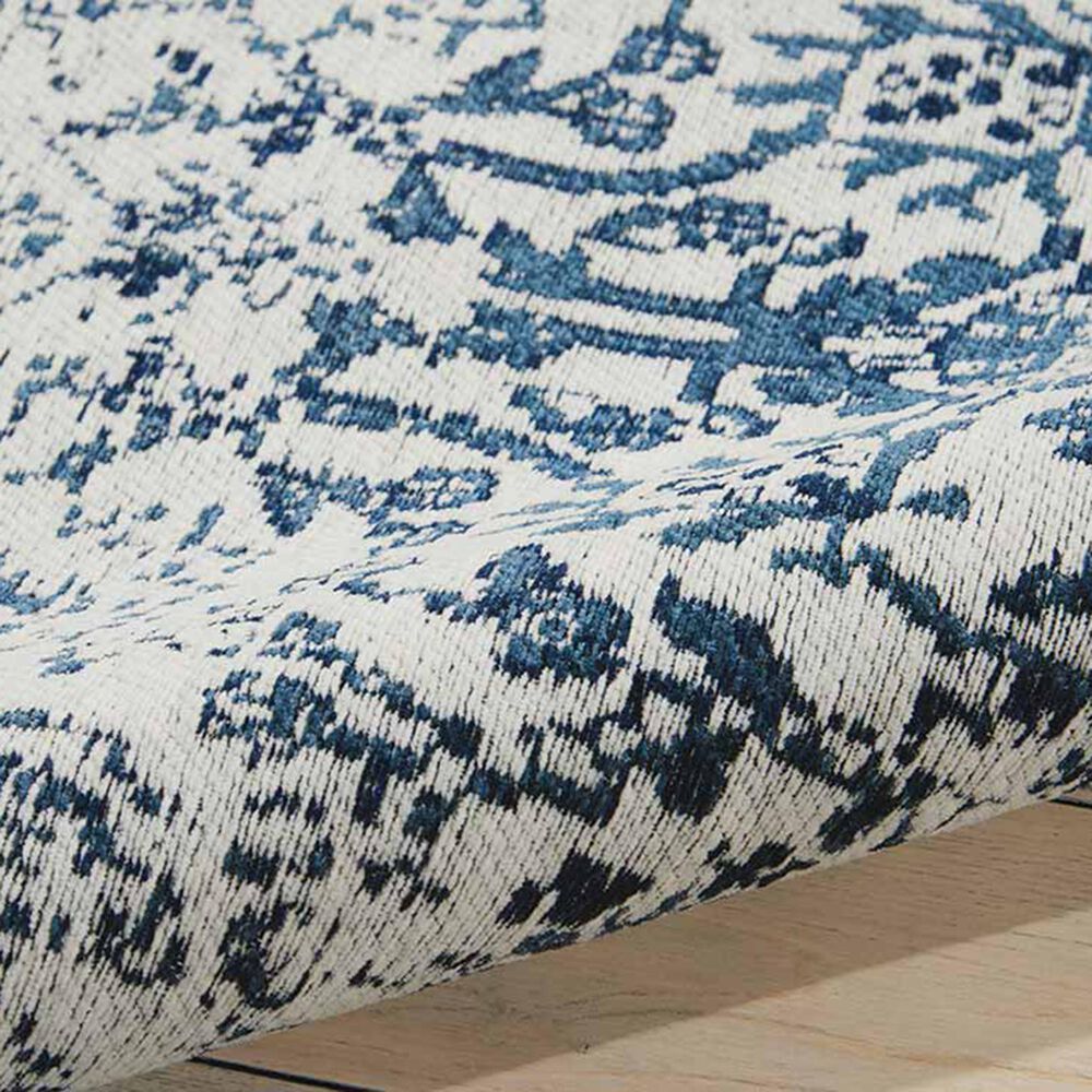 Nourison Damask 9&#39; x 12&#39; Ivory and Navy Area Rug, , large