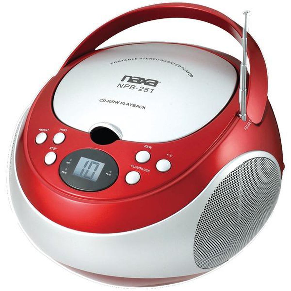 Naxa Portable CD Players with AM/FM Radio in Red, , large