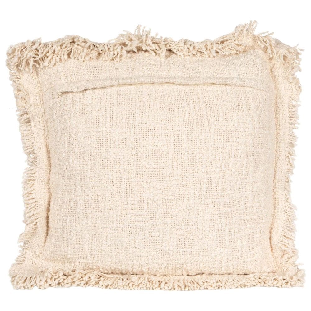 Teak Interiors 20&quot; x 20&quot; Throw Pillow with Fringe and Flanged Edge in Natural, , large
