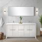 Lexora Home Lafarre 72" Double Bathroom Vanity in White with 2 cm White Cultured Marble Top, Rectangular Sinks and 70" Mirror, , large