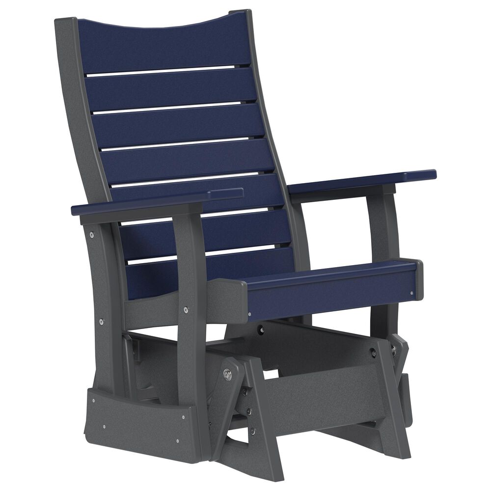 Amish Orchard 2" Outdoor Contour Glider Chair in Patriot Blue and Slate, , large