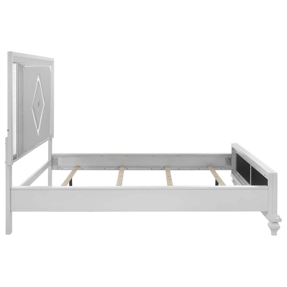 New Heritage Design Stardust Queen Panel Bed in White and Silver, , large