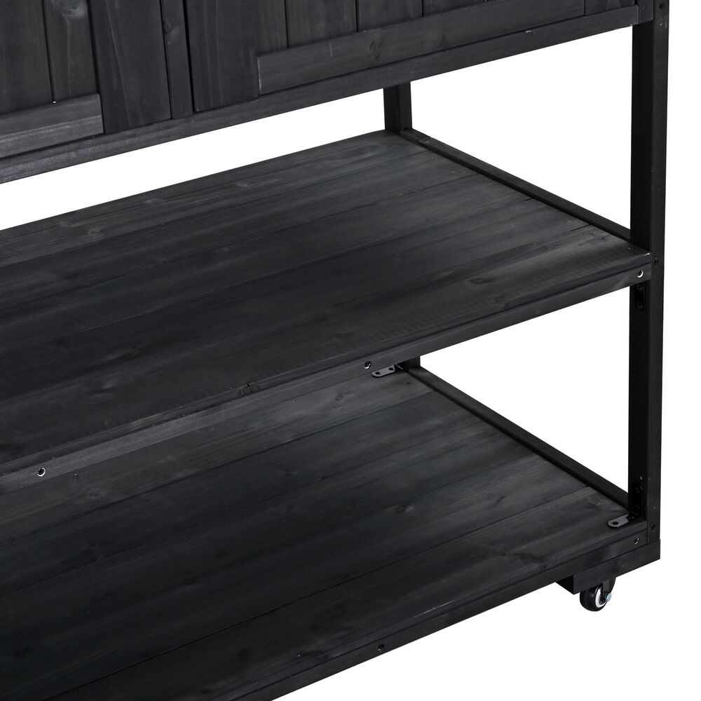 HOMLUX 62.3'' Outdoor Kitchen Island in Black, , large