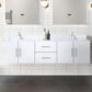 Lexora Home Geneva 72" Double Bathroom Vanity in Glossy White with 2 cm White Carrara Marble Top and Rectangular Sinks, , large