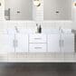 Lexora Home Geneva 72" Double Bathroom Vanity in Glossy White with 2 cm White Carrara Marble Top and Rectangular Sinks, , large
