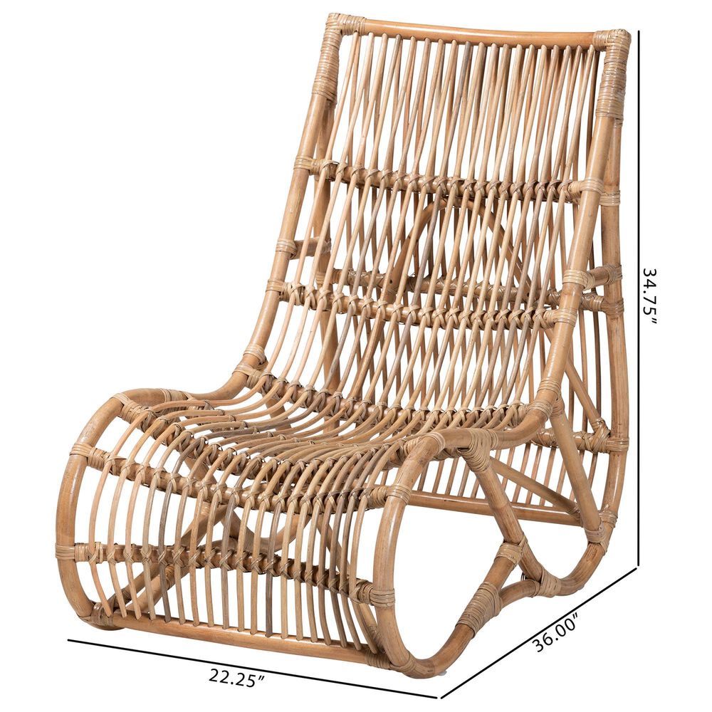 Baxton Studio Genera Rattan Lounge Chair in Natural, , large