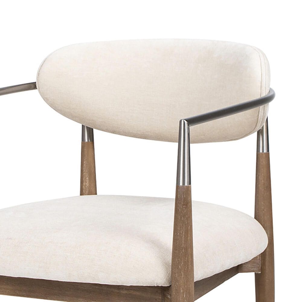 Jennifer Taylor Home Artemis Arm Chair with Warm White Cushion in Natural and Brushed Nickel, , large