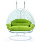 Leisuremod 2-Seat Hanging Egg Swing Chair with Light Green Cushion in White, , large