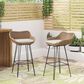 Hearth and Haven Outdoor Wicker and Iron Bar Stool in Beige (Set of 2), , large