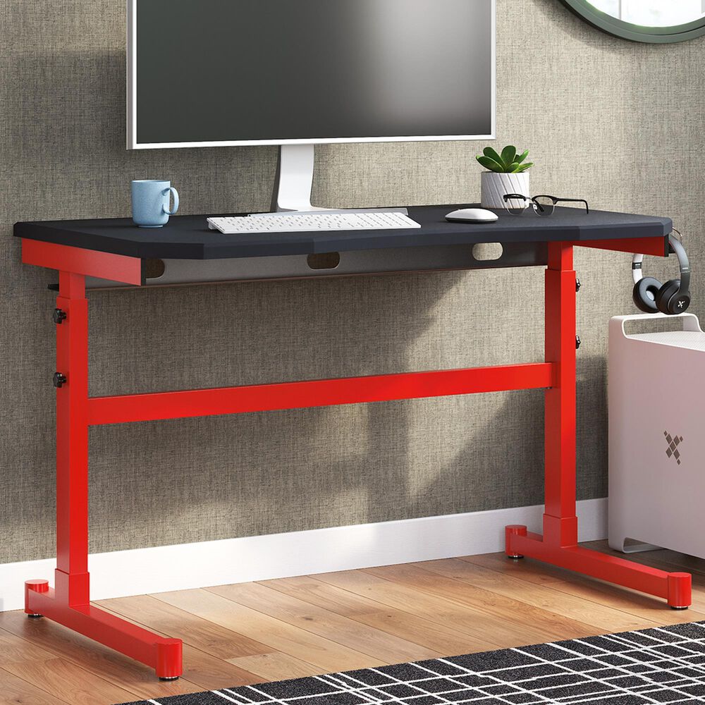 Ashley Lynxtyn Adjustable Height Desk in Red and Black, , large