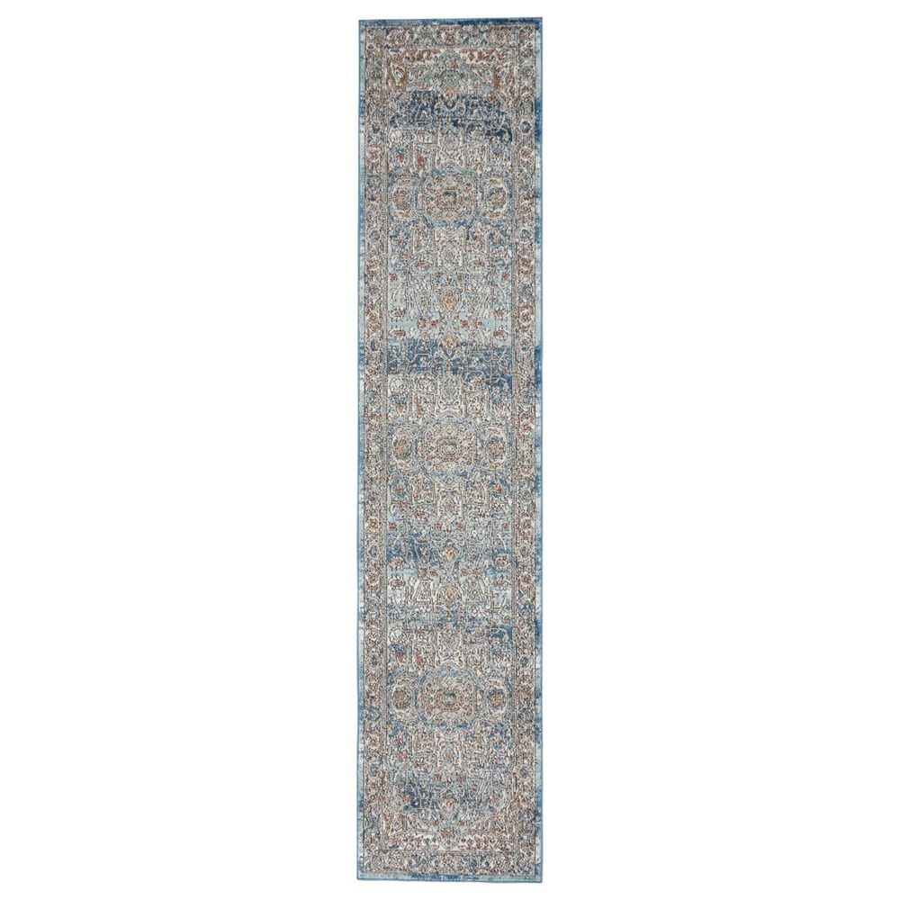 Nourison Quarry QUA11 2"2" x 10" Ivory and Blue Runner, , large