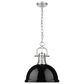 Golden Lighting Duncan 1-Light Pendant with Chain and Black Shade in Pewter, , large