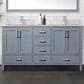 Lexora Home Jacques 60" Double Bathroom Vanity in Dark Grey with 2 cm White Carrara Marble Top and Rectangular Sinks, , large
