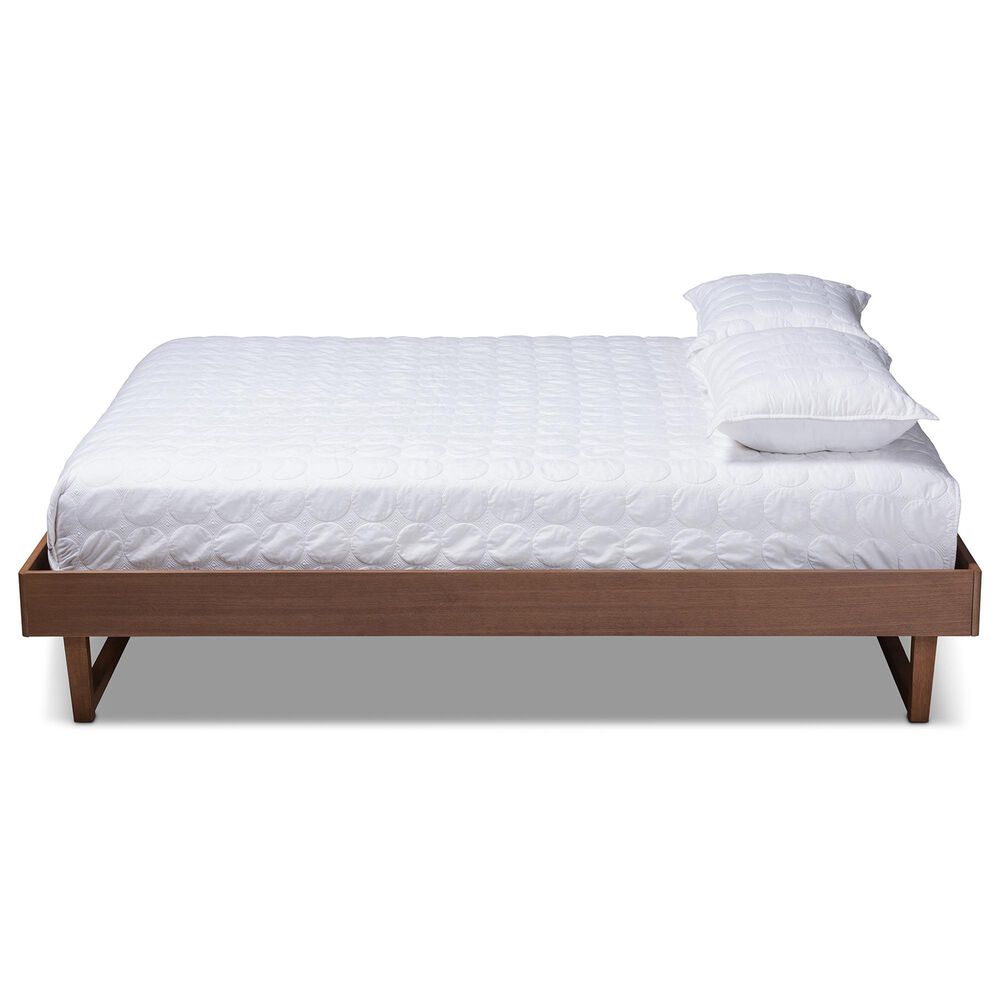 Baxton Studio Liliya Full Platform Bed Frame in Walnut Brown, , large