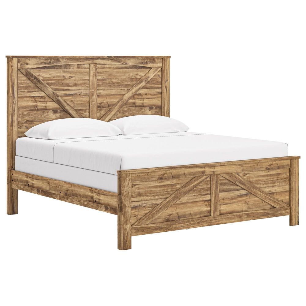 Ashley Maystonna King Crossbuck Panel Bed in Brown, , large