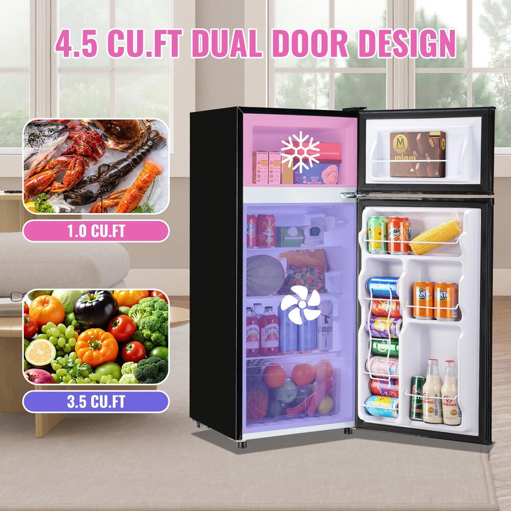 HOMLUX 4.5 Cu. Ft. Mini Upright Refrigerator with 1 Cu. Ft. Top Freezer in Black, , large