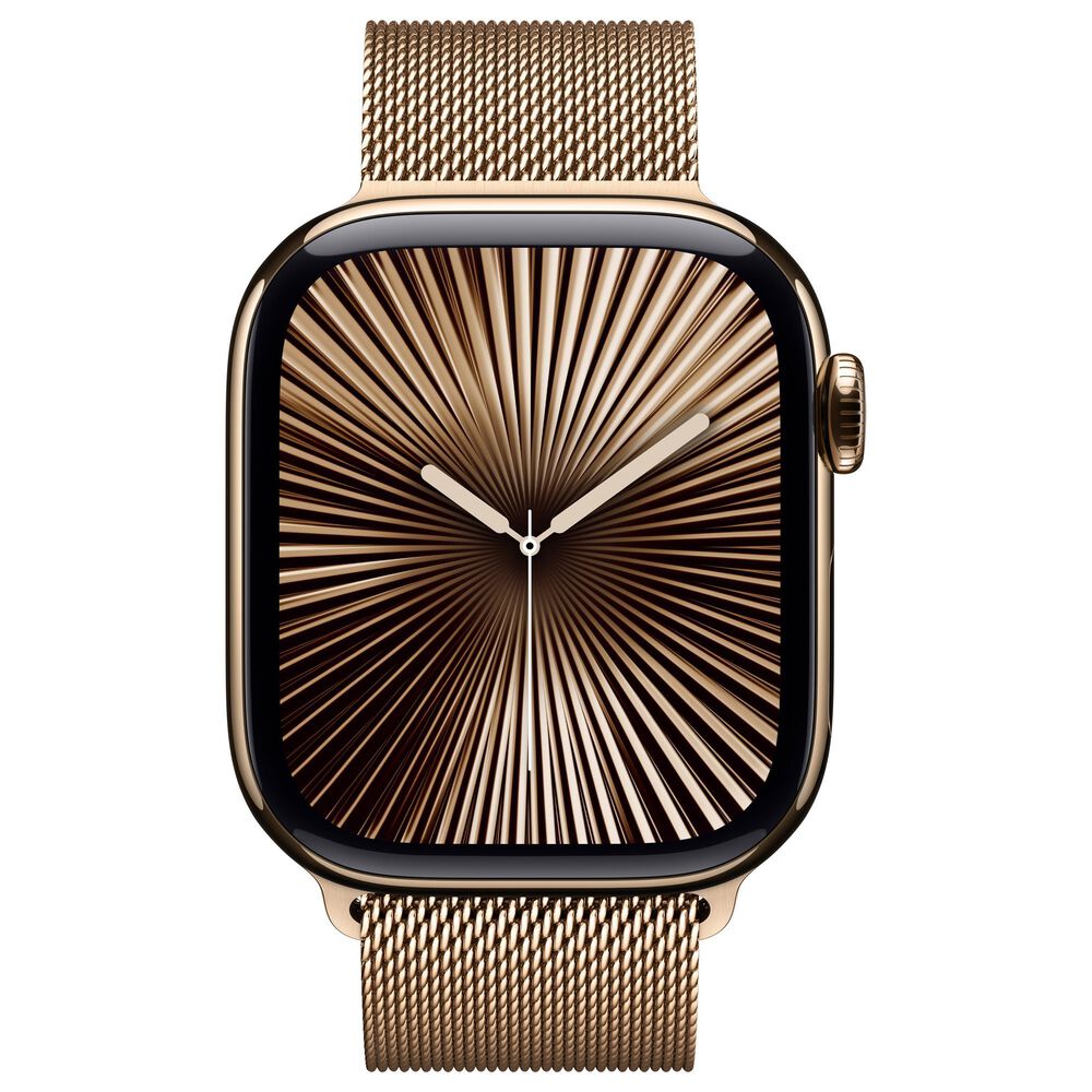 Apple Watch Series 10 GPS + Cellular 42mm Gold Titanium Case with Gold Milanese Loop, , large