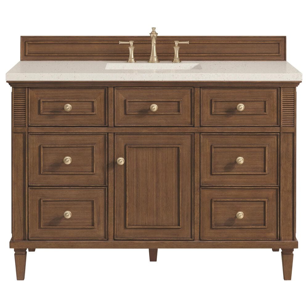 James Martin Vanities Lorelai 48&quot; Single Vanity Mid-Century Walnut with 3 cm Lime Delight Quartz Top, , large